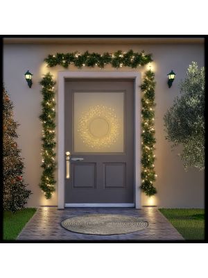 Corona decorativa luminosa in rami di tiglio bianco Ø75 cm con 350 microled – luce bianco caldo