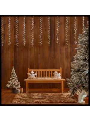 Tenda luminosa 300xH80cm con 16 stringhe, 768 led bianco caldo e bianco freddo