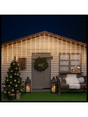 Tenda luminosa 300xH80cm con  stringhe, 768 led bianco caldo e bianco freddo