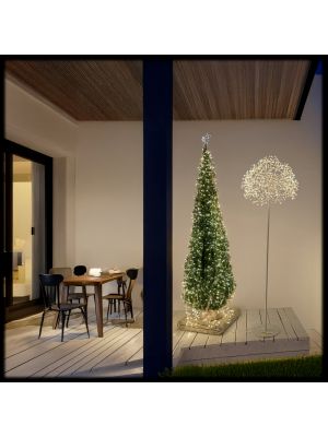 Pianta luminosa con sfera, h 155 cm, 912 microled bianco caldo