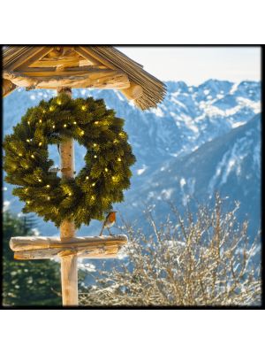 Ghirlanda in finto pino, Ø 40 cm, 50 led bianco caldo, a batteria