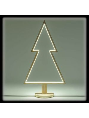 Albero di Natale h 90 cm, legno sbiancato ed illuminazione interna RGB & bianco caldo
