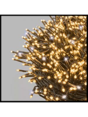 Catena 45 m, 3000 MiniLED, flashled diamond, bianco caldo e bianco freddo, cavo verde