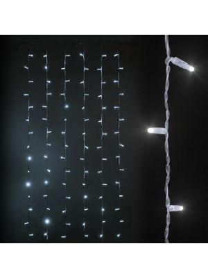 Tenda di Luci 144 maxi led h 3 m - SENZA alimentazione - prolungabile - Bianco Ghiaccio 