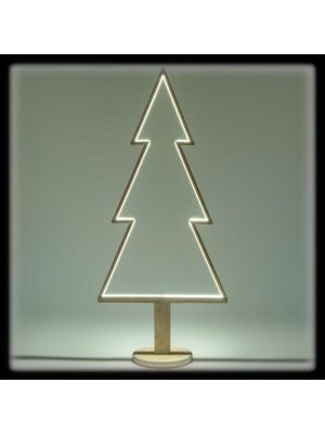 Albero di Natale h 145 cm, legno sbiancato ed illuminazione interna RGB & bianco caldo