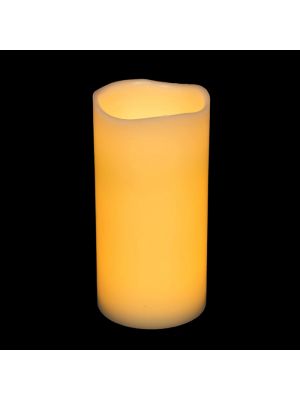 candela in cera avorio ø 10 x h 20 cm a batteria - effetto fiamma - led bianco classic