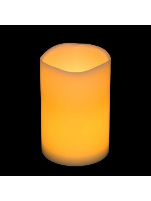candela in cera ø 10 x h 15 cm a batteria - effetto fiamma - led bianco classic