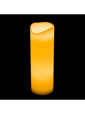 candela in cera avorio ø 10 x h 30 cm a batteria timer - effetto fiamma - led bianco classic