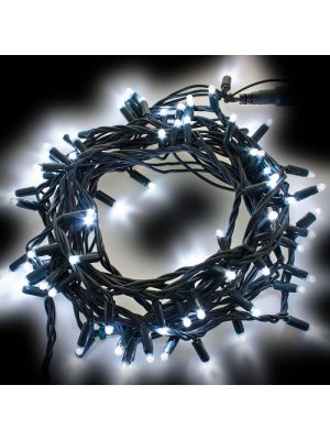 Catena luminosa 20 m, 200 maxiled a luce fissa, SENZA alimentazione, prolungabile, bianco ghiaccio