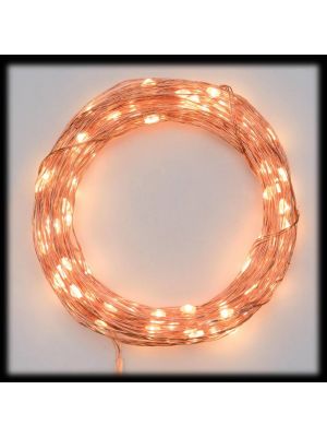 Catena 10 m a batteria 100 micro led con telecomando IR timer bianco classic caldo