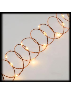 Catena di luci 20 m, 400 microled memory controller, metal copper, bianco classic