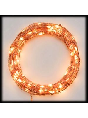 Catena di luci 22,5 m, 300 microled memory controller, metal copper, bianco traditional