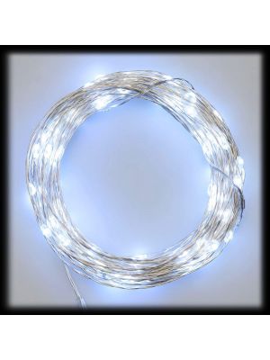 Catena di luci 20 m, 400 microled memory controller, metal silver, bianco freddo