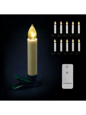 Kit 10 candele a batteria per albero di Natale telecomando luce fissa bianco classic