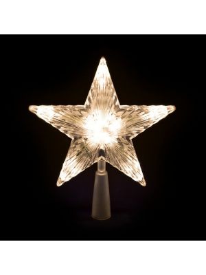 Puntale Stella albero di Natale 10 LedFlash a batteria, bianco classic