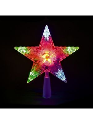 Puntale a Stella per albero di Natale - 10 Led a batteria - on-off Flashing - multicolor