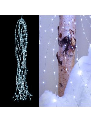 cascata di luci 300 microled cavo metal - luce fissa -  bianco ghiaccio