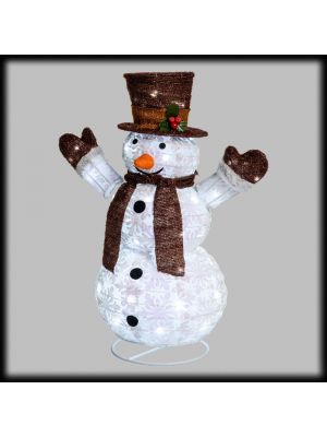 Pupazzo di neve 3D 60 Led Flashled, H 60 cm, bianco ghiaccio