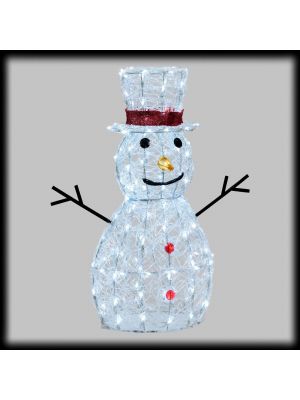 Pupazzo di neve 3D in acrilico h70cm 160 Led bianco ghiaccio