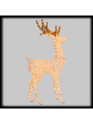 Renna con testa ruotata dx, h 160 cm, 380 led luce fissa, bianco tradizionale