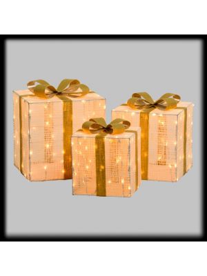 Set 3 pacchi regalo H40|35|30cm 240 led bianco tradizionale