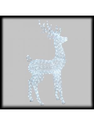 Renna con testa ruotata h 160 cm, 380 Led bianco ghiaccio