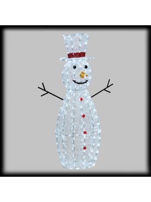 Pupazzo di neve in acrilico h 120 cm 260 Led bianco ghiaccio