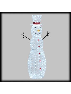 Pupazzo di neve in acrilico h 150 cm 320 Led bianco ghiaccio