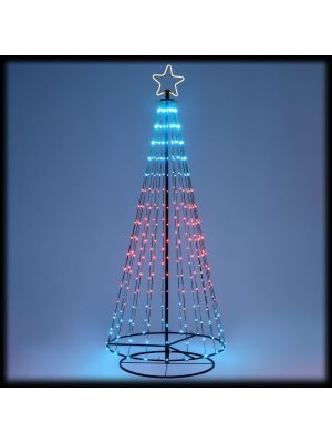 Albero conico 304 gocce di luce pixel led, H 200 cm, RGB