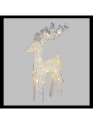 Renna in tessuto iridescente, H 45 cm, led a luce fissa bianco caldo, a batteria