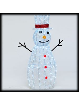 Pupazzo di neve 3D H90cm, 180 led bianco ghiaccio a batteria 