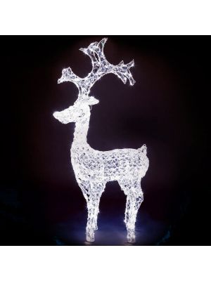 Renna Crystal h 120 cm - 250 led luce fissa Bianco Ghiaccio