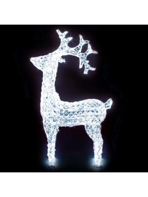 Renna Crystal h 90 cm, 200 led luce fissa, bianco ghiaccio
