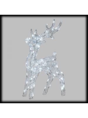 Renna natalizia H65cm, 80 led bianco freddo con giochi di luce 