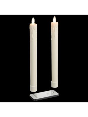 Set 2 candele in cera Ø 2,3 cm con telecomando, effetto fiamma, led bianco classic, gocce