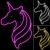 Set 3 Unicorni luminosi 75 x H 120 cm, neon bifacciale, 440 led, colori misti - rosa, bianco caldo e freddo