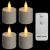 Set 4 candele Tea Light a batteria con telecomando, moving flame, bianco classic caldo