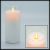 Candela Ø 7,5 x h 17,5 cm cera bianca con vetro, moving flame, led bianco caldo
