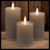 Set 3 candele in cera grigio marrone taupe a coste, con moving flame, bianco caldo