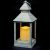 lanterna bianco antico a batteria h 24 cm - effetto fiamma - led bianco classic