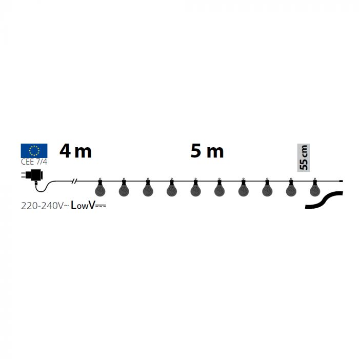 Kawaya 45m Catena Luminosa Esterno Catena Luci Esterni con 73+3 G40