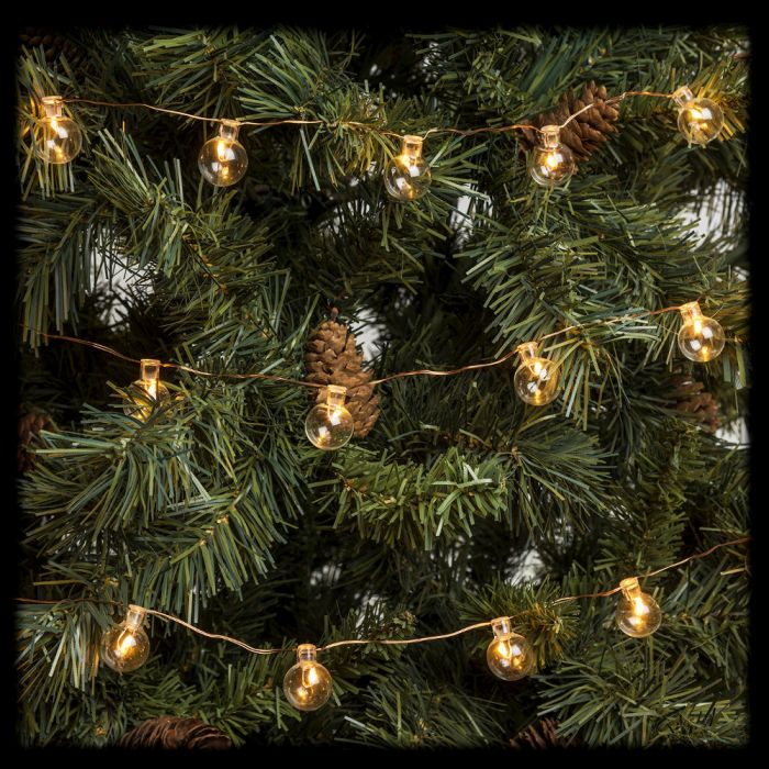 Albero Di Natale 4 Mt.Catena Luminosa 6 4 Mt 80 Sfere In Vetro Luce Fissa Microled Bianco Traditional