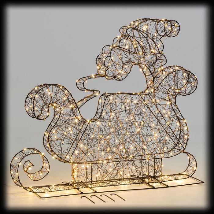 Babbo Natale 70 Cm.Babbo Natale Su Slitta 3d 76 X H 70 Cm 320 Microled Flashled Bianco Caldo