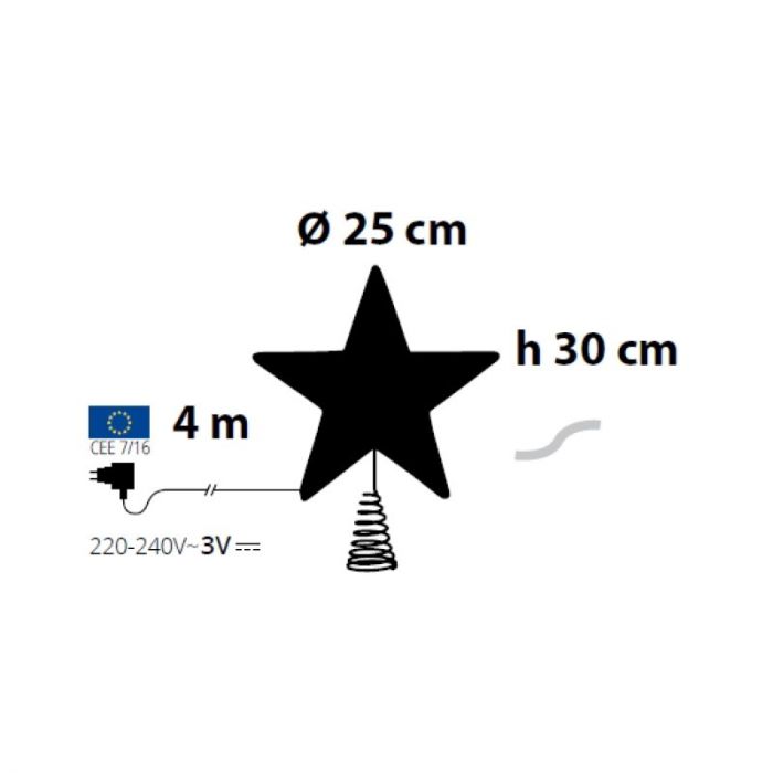 JOIEDOMI Punta per albero di Natale in PVC illuminata da 10,5 pollici con stella scintillante, 10 luci bianco caldo dorato chiaro, funzionamento a batteria per decorazioni di albero di Natale, casa