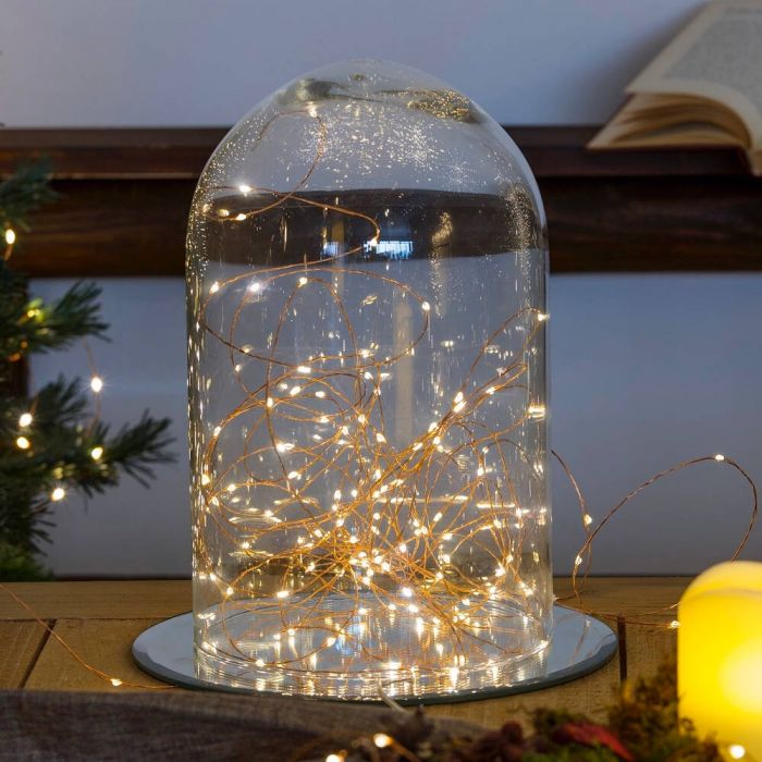 HanYun Catena luminosa da 10 m, 2 confezioni da 8 modalità, con timer remoto, per camere, Natale, feste, soggiorno, bianco caldo (bianco caldo