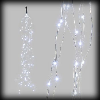 Ramo luminoso | cascata di luci 100 microled 10 stringhe 1 m cavo metal rame - luce fissa - bianco caldo 