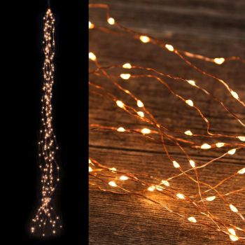 Ramo luminoso | cascata di luci 300 microled 15 stringhe 1,2 m cavo metal rame - luce fissa - colore tradizionale