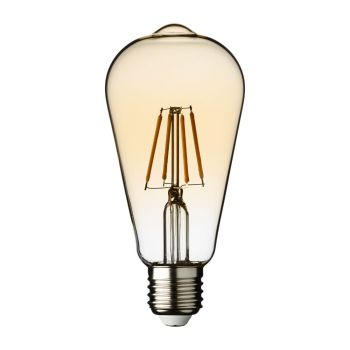 Lampadina Vintage ø64 mm E27 Led Bulbs ST64 4x Filament 4W, bianco caldo da interno ed esterno