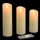 Set 3 Candele Ø 5,2 cm in cera ruvida con telecomando, effetto fiamma, led bianco classic a batteria