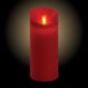 Candela Ø 7,5 x h 18 cm in cera ruvida Rossa, moving flame, led bianco classic